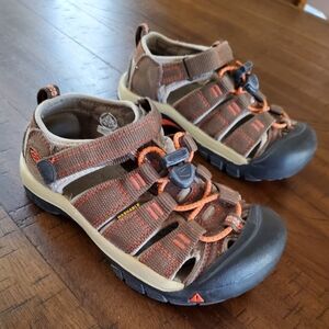 Keen Boys Brown and Orange Waterproof Adventure Sandals - Size 13